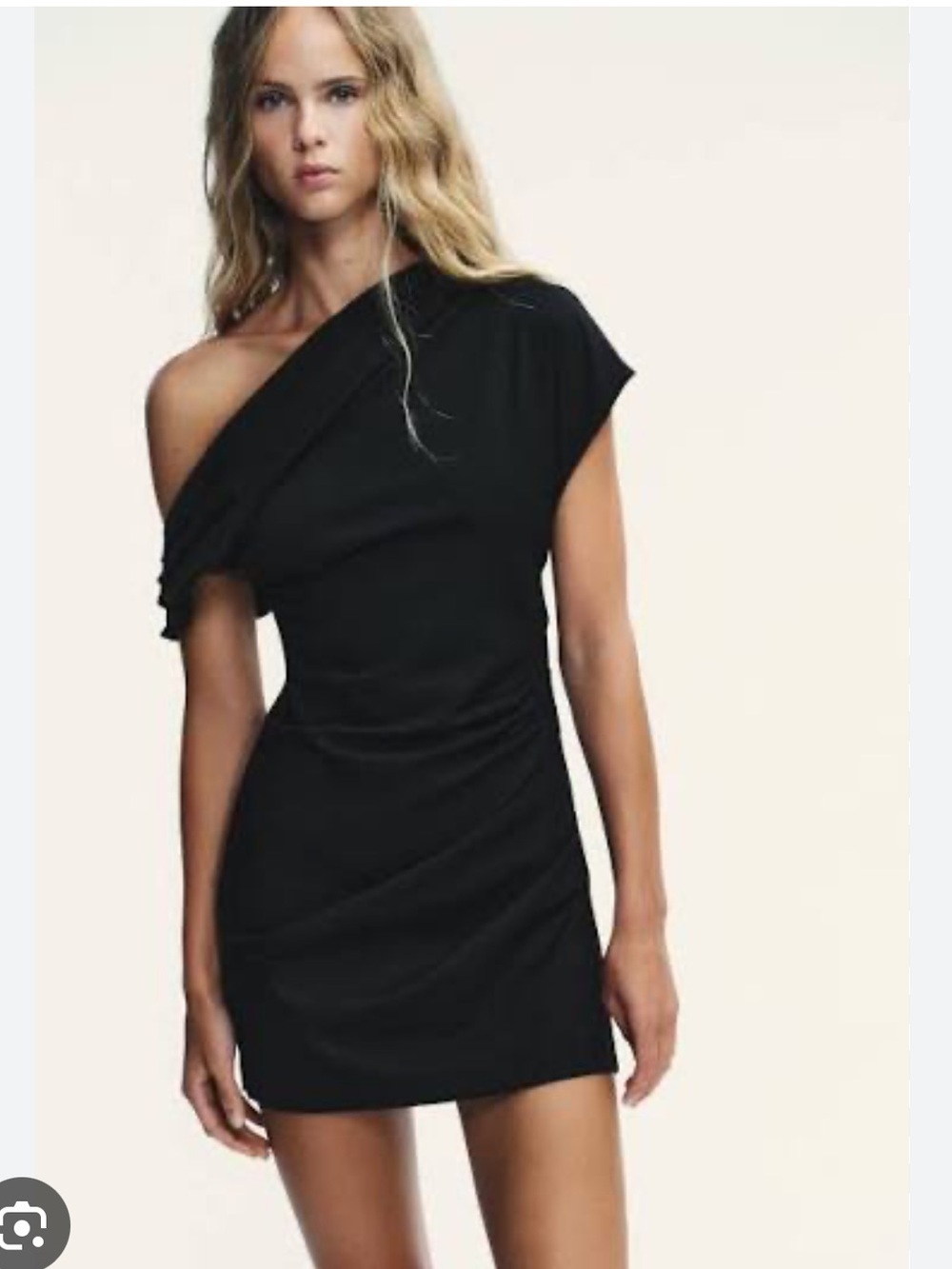Zara Black One-Shoulder Asymmetric Mini Dress | S